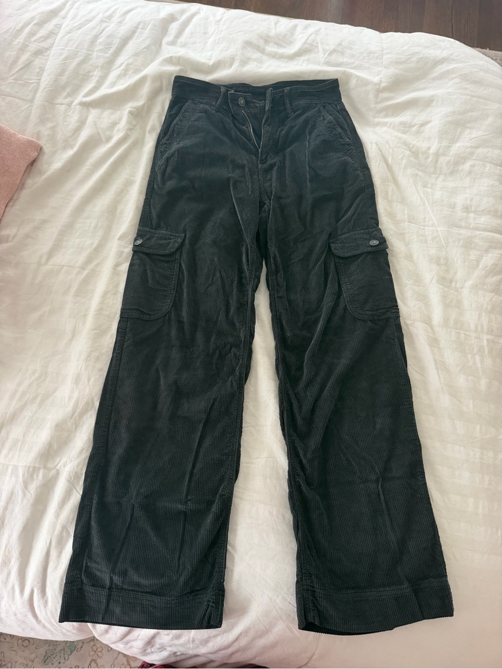 American Eagle Outfitters Black Corduroy Cargo Trousers